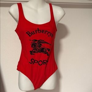 Burberry Red One Piece Swimsuit
